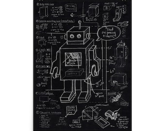 18x24 Robot Chalkboard Poster