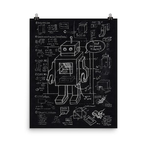 16x20 Robot Chalkboard Poster image 1