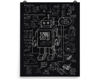 16x20 Robot Chalkboard Poster