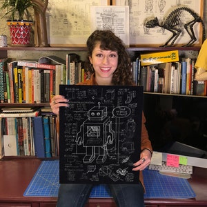 16x20 Robot Chalkboard Poster image 2