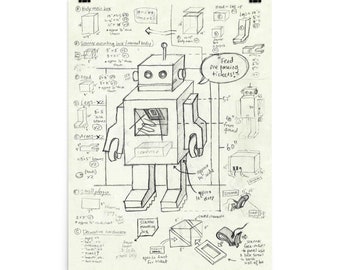 18x24 Robot Sketchbook Poster