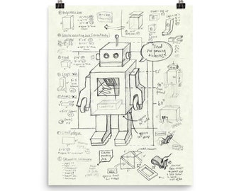 16x20 Robot Sketchbook Poster