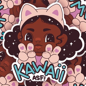 ブラックガールマジックかわいいステッカー、猫耳魔法少女、彼女へのかわいい猫のギフト、フェミニストラップトップステッカーフレーク、vscoデイリープランナー、