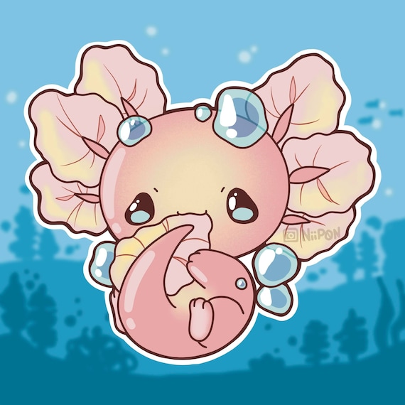 Axolotl Sticker / Kawaii Axolotl Sticker / Chibi Axolotl Sticker