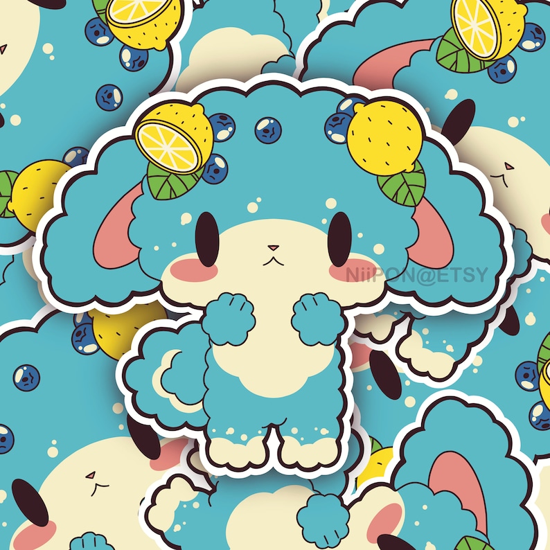 Lemon Bunny Vinyl Sticker, kawaii sticker, yami kawaii, planner sticker, cute sticker, anime sticker, laptop decal, gift for her, notebook image 1