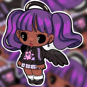 パステルゴスエンジェルビニールステッカー、かわいい黒人少女の魔法、かわいい美学、かわいいステッカー、黒人経営の店、かわいいステッカー、ラップトップステッカー
