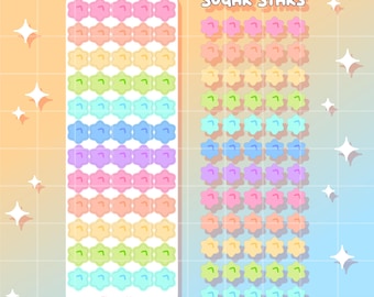 Konpeito Sticker Sheet, Japanese Candy, kawaii VSCO laptop decal, Bullet Journal daily planner, Sugar Star art