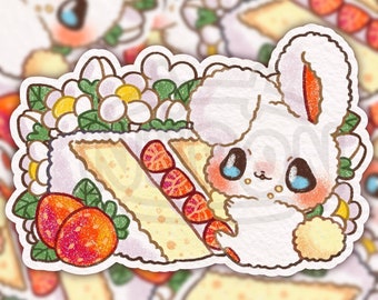 Cake Rabbit Sticker, kawaii bunny sticker, anime sticker, laptop accessories, valentines day, cake lover, cute stickers, deco art
