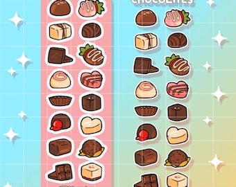 Valentines Day Chocolates Sticker Sheet, gift for her, kawaii planner, chocolate lover,