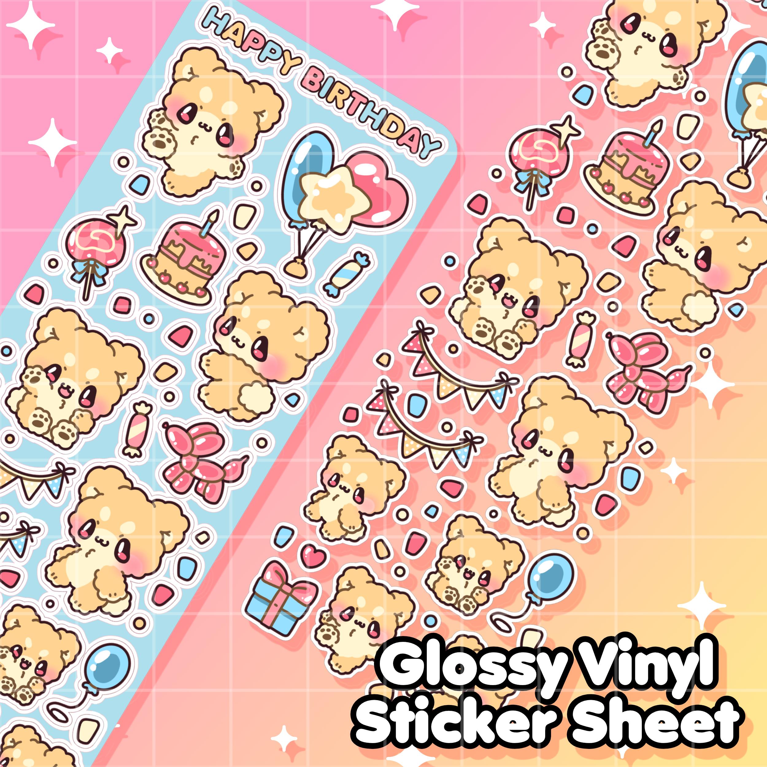 Happy Birthday Sticker Sheet, Kawaii Journal Decor, Cute Anime Notebook ...