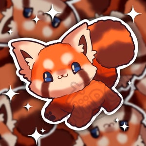 Red Panda Vinyl Sticker, Kawaii notebook laptop sticker. deco sticker red sticker, cute sticker