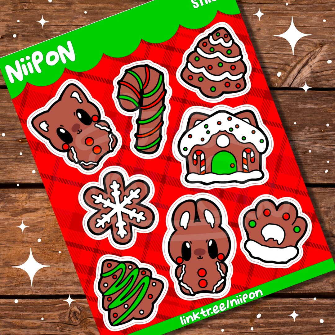Christmas Cookie Sticker Sheet, Kawaii Stickers, Gingerbread Stickers ...