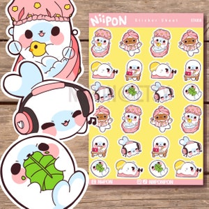 seal care sticker sheet, kawaii anime stickers, self care gift, planner pack, cute Laptop stickers, vinyl decals. sticker aesthetic