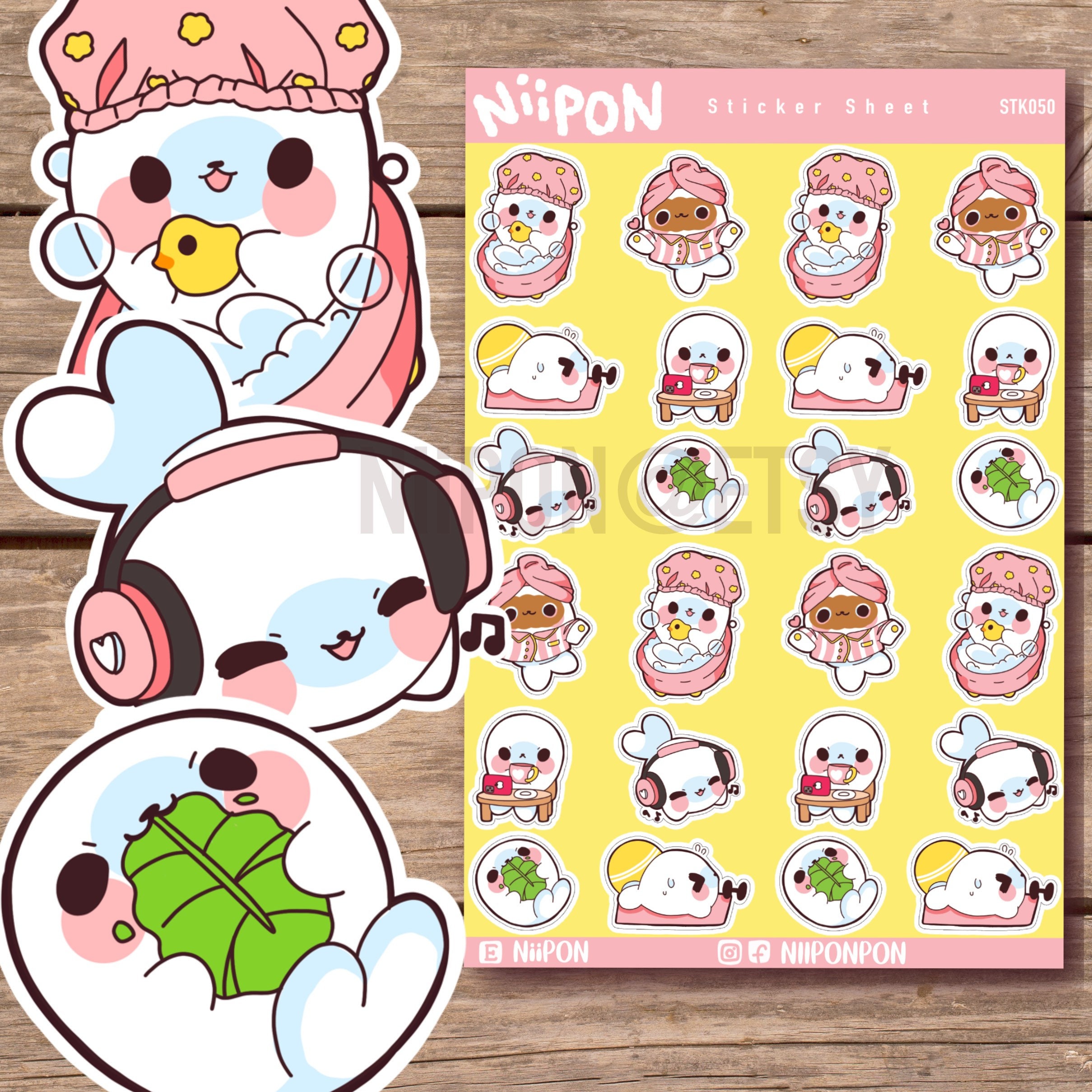 Kawaii Sticker sheet, Kawaii Animals, Kawaii elements