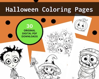 Halloween Ausmalbilder: 30 gruselige Halloween Ausmalbilder | Digitale Malvorlagen (Printable, PDF Download)