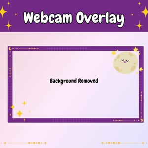 Celestial Moon Webcam Overlay - Lila Starry Stream Facecam Rahmen PNG für OBS & Twitch | Sofort Download