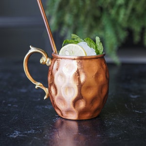 Handmade %100 Copper Moscow Mule Mug, Hammered Copper Mug, Copper Cocktail Mug, Handmade Copper Mug, Solid Copper Mug