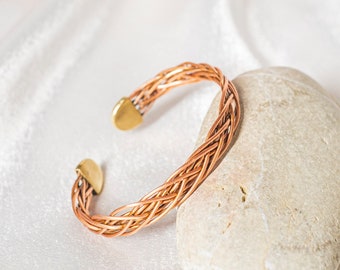 Copper Knitting Bracelet, Natural Copper Cuff Bracelet, Handmade Copper Bracelet, Pure Copper Bracelet