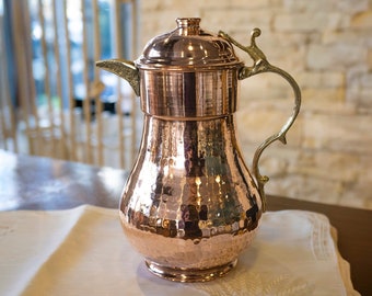 Handmade Copper Pitcher 2 Liters (67.6 Oz), Hammered Copper Design jug, Copper Kitchen Decor, Gift For Mom, Gift For Wife
