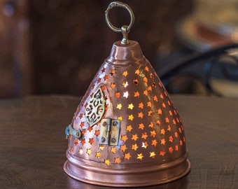 Rustic Copper Lantern, Copper Lantern, Handmade Copper Lantern Candle Holder