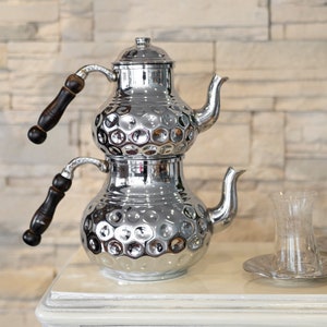 Handmade Nickel Plating on Copper Teapot, Copper Kettle, Copper Tea Kettle, Vintage Kettle, Handmade Copper Kettle
