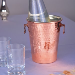 Handmade Copper Ice Bucket Beverage Tub, Engraved Solid Copper Beer Bucket, Wine Bucket, Beverage Tub for Parties, Housewarming Gift,