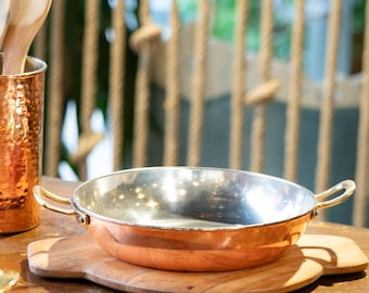 Handgemachte solide Kupferpfanne, 4 Größenoptionen, Kupferpfanne, Kupferkochgeschirr, Kupferpfanne, Geschenk für Mutter, Geschenk für Oma