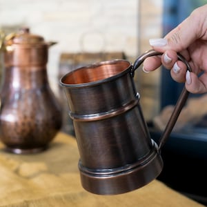 Handgjord mugg i 100 % koppar; 590 ml koppar, rustikt dricksglas i vintagestil