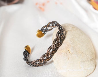 Pure Copper Bracelet, Copper Cuff Bracelet, Knitting Bracelet, Handmade Copper Bracelet, Unisex Bracelet
