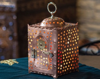 Copper Lantern, Rustic Copper Lantern, Handmade Copper Lantern Candle Holder