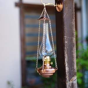 Copper Oil Lamp, Vintage Oil Lamp, Decorative Copper Oil Lamp, Hanging Oil Lamp