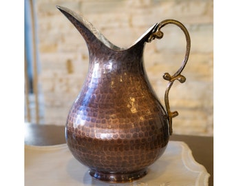 Handmade Copper 2 Liters Pitcher, Vintage Copper Pitcher, Unique Copper Pot, Copper Kitchen Decor