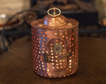 Copper Lantern, Rustic Copper Lantern, Handmade Copper Lantern Candle Holder