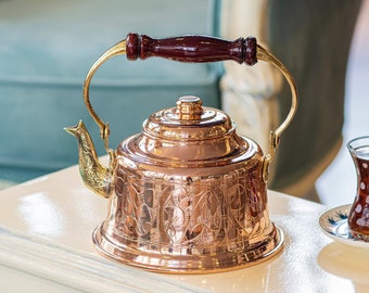 Handmade Copper Teapot, Engraved Copper Kettle, Copper Tea Kettle, Herbal Tea Kettle, Vintage Kettle, Handmade Copper Kettle