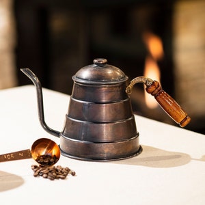 Théière en cuivre, bouilloire en cuivre, bouilloire en cuivre, bouilloire V60, cafetière en cuivre