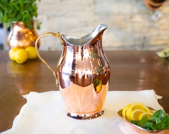 Handmade Copper Pot, Copper Pitcher,  3 Liters Pitcher, Vintage Copper Pitcher, Unique Copper Pot, Copper Kitchen Decor