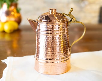 Handmade Copper Pitcher Water Jug, Copper Milk Pitcher, Vintage Copper Pot, Solid Copper Pitcher, Handcrafted Jug Pitcher Antique Copper