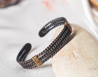 Copper Cuff Bracelet, Natural Copper Cuff Bracelet, Handmade Copper Bracelet, Pure Copper Bracelet, Knitting Cuff Bracelet