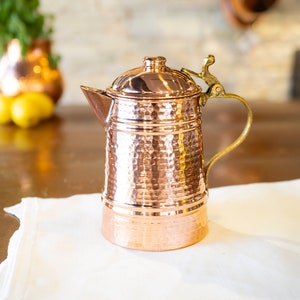Handmade Copper Pitcher Water Jug, Copper Milk Pitcher, Vintage Copper Pot, Solid Copper Pitcher, Handcrafted Jug Pitcher Antique Copper
