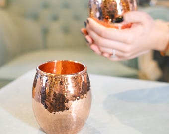 Tazza da Moscow Mule in rame 100% martellato, realizzata a mano; bicchiere da cocktail, stile moderno