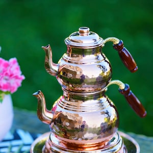 Hammered Solid Copper Tea Pot, Copper Tea Kettle, Turkish Tea Pot, Handmade Copper Tea Pot, Copper Pot set of 2