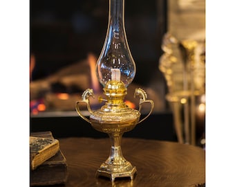 Brass Oil Lamp, Vintage Oil Lamp, Decorative Brass Oil Lamp, Oil Lamp,  Handmade Oil Lamp 