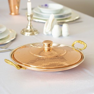Handmade Copper Pan, Copper Pan, Pure Copper Pan, Baking Pan, Round Copper Pan with Handles 13.7&quot;