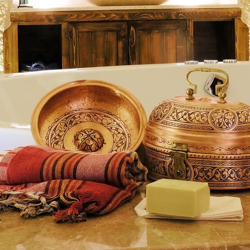 Turkish Bath Set Copper Hamam Set Bath Set Traditional Etsy