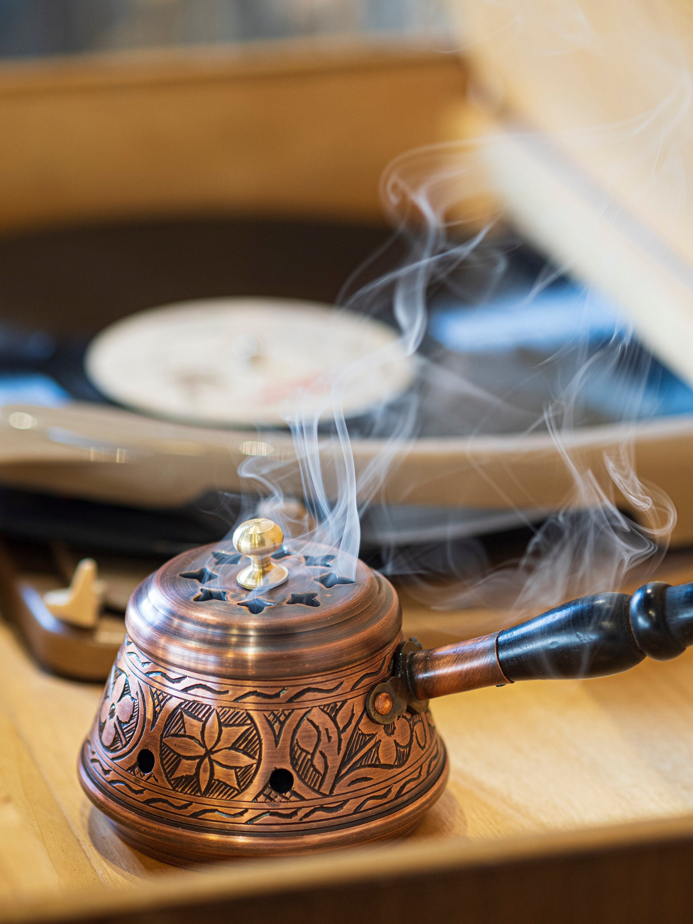 Angoily Bruciatore Di Incenso In Ottone Con Coperchio - Stile Retrò In Rame, Decorazione Per La Casa, Yoga E Meditazione