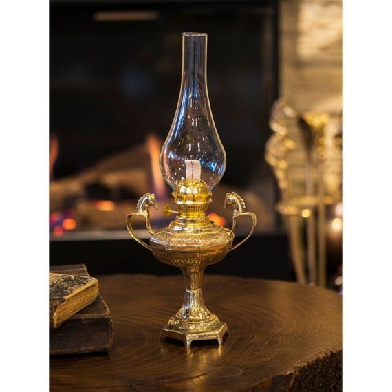 Brass Oil Lamp, Vintage Oil Lamp, Decorative Brass Oil Lamp, Oil
