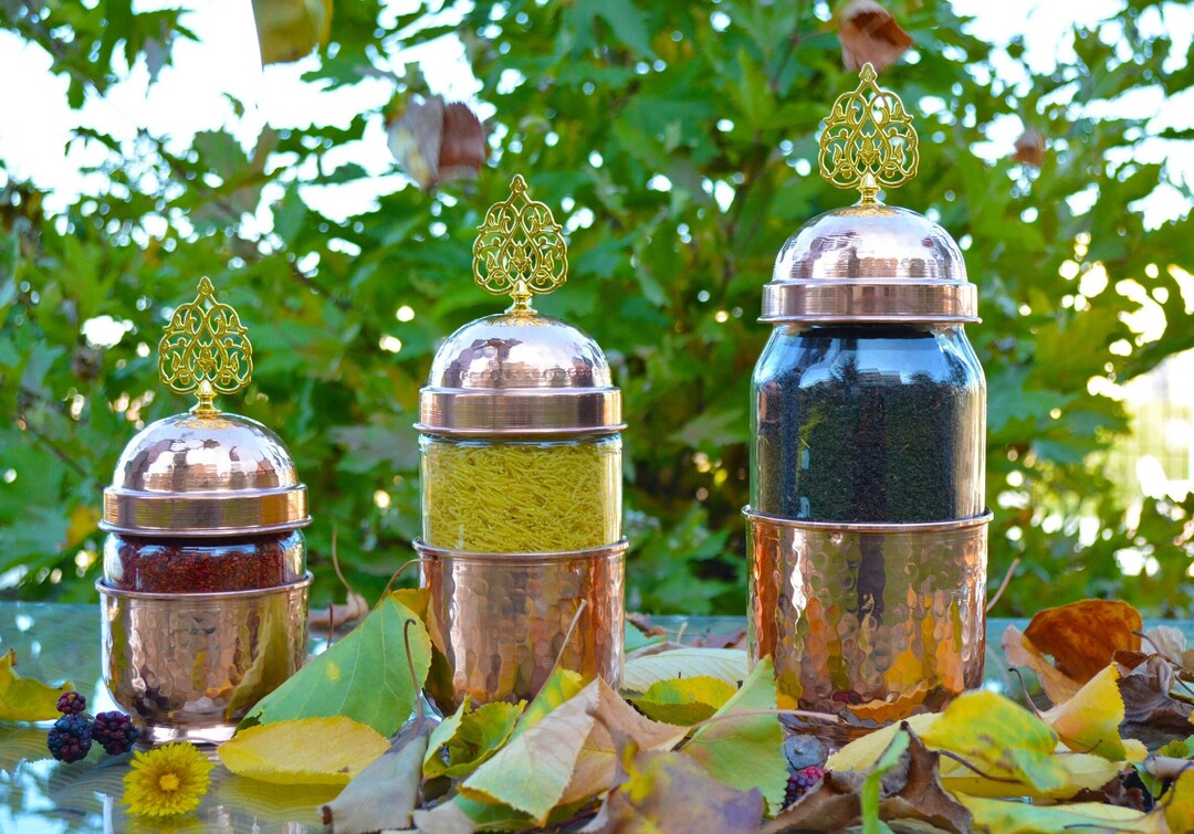 Copper Canister Set of 3, Handmade Copper Jar Canister, Copper Canister