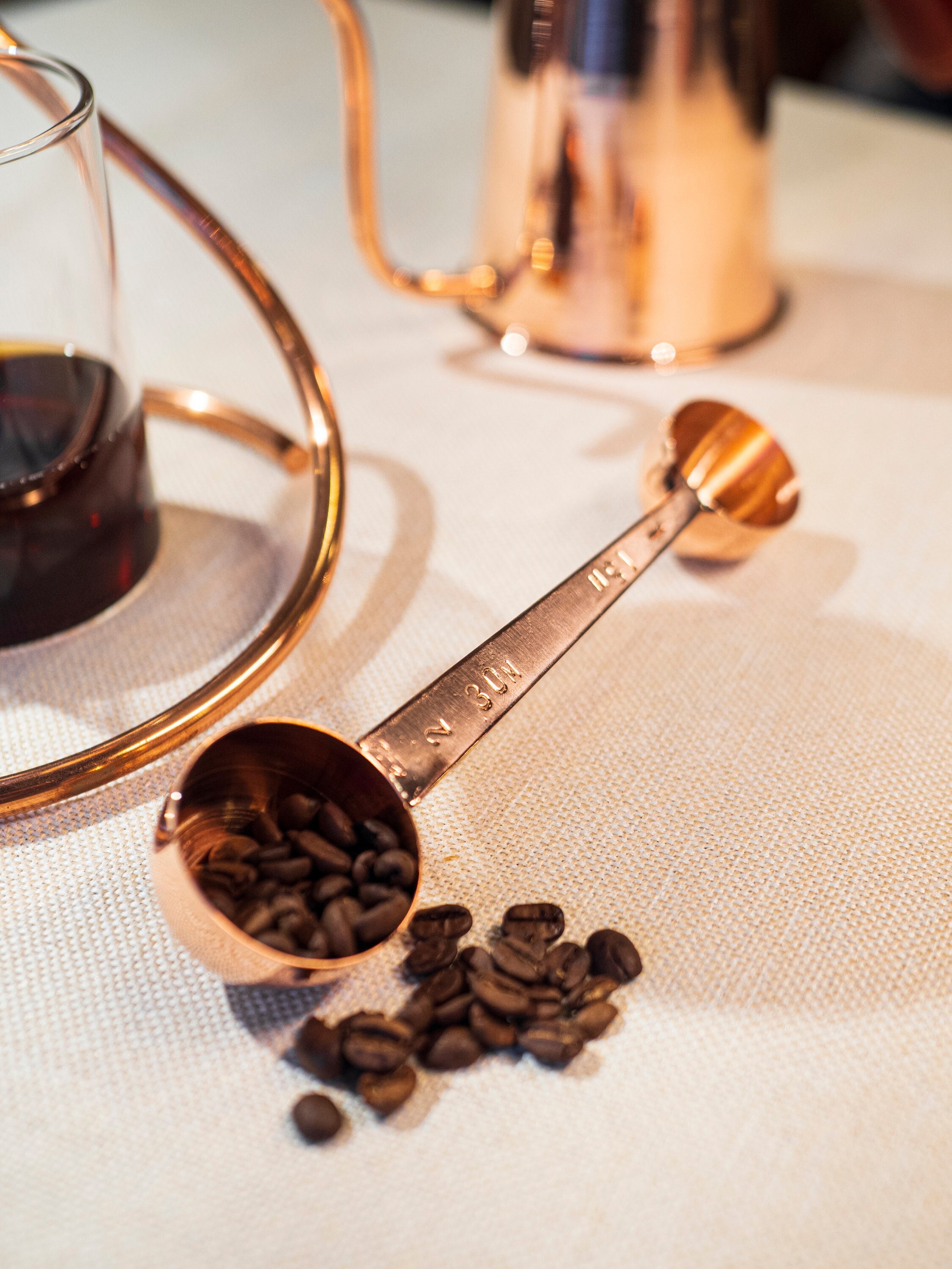 Hammered Copper 1oz Coffee Scoop Measuring Spoon - 8”