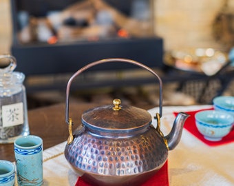 Copper Tea Pot, Japanese Teapot, Handmade Copper Tea Kettle, Stovetop Teapot, Housewarming Gift