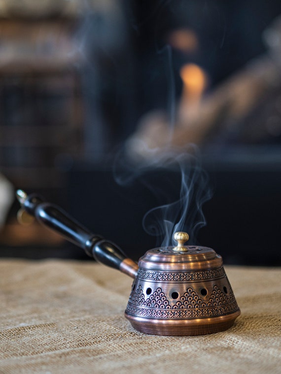 Engraved Copper Censer, Handmade Copper Censer, Copper Incense Burner, Vintage Censer, Handmade Copper Gift
